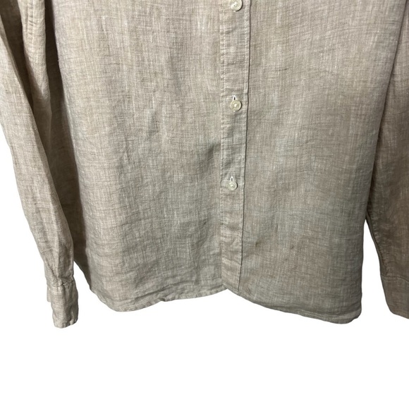 MICHAEL KORS Linen Long Sleeve Shirt in Tan Size XXL - Picture 3 of 5